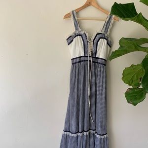 Vintage Gunne Sax tiered blue gingham dress